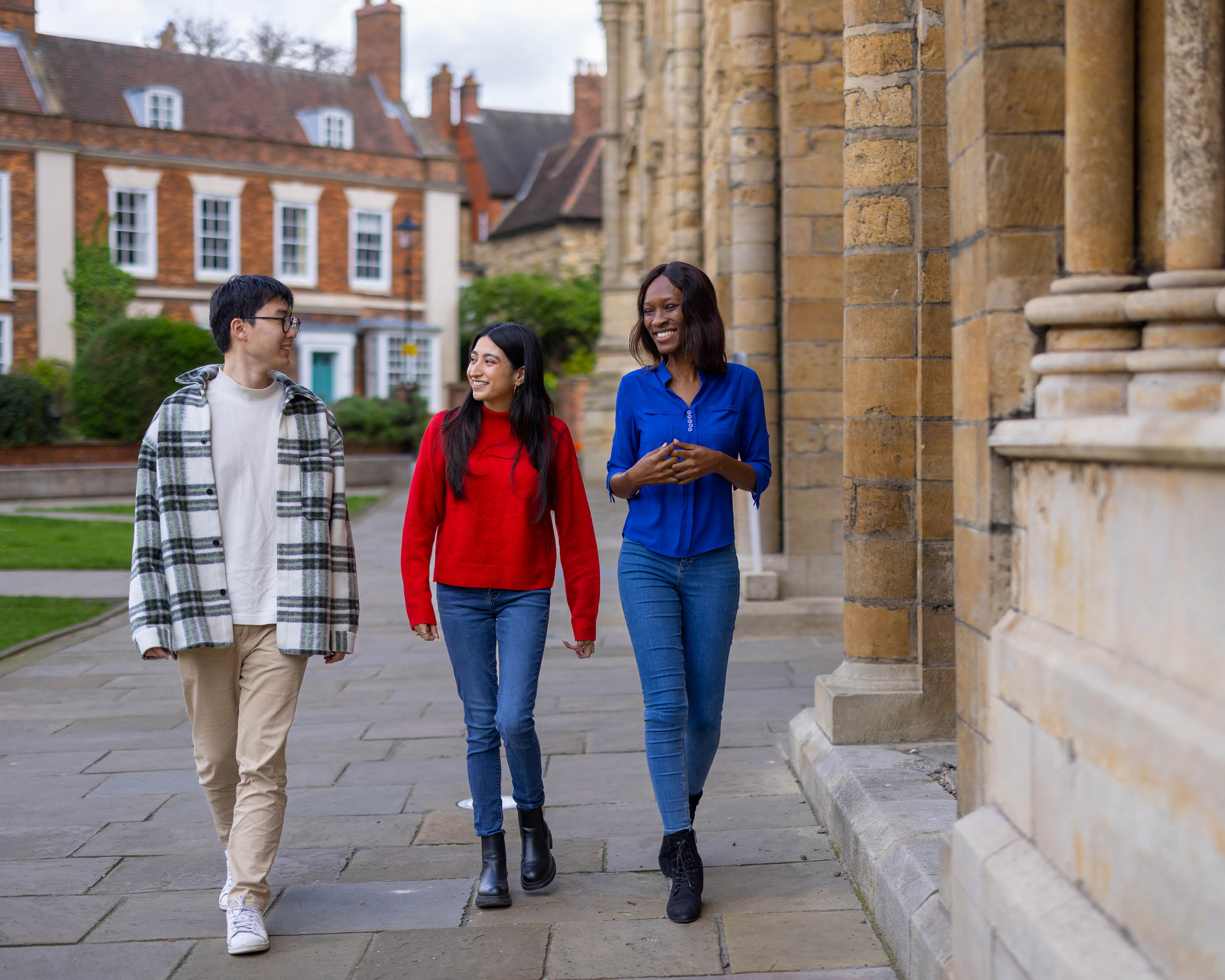Students walking next to Lincoln Cathedral
