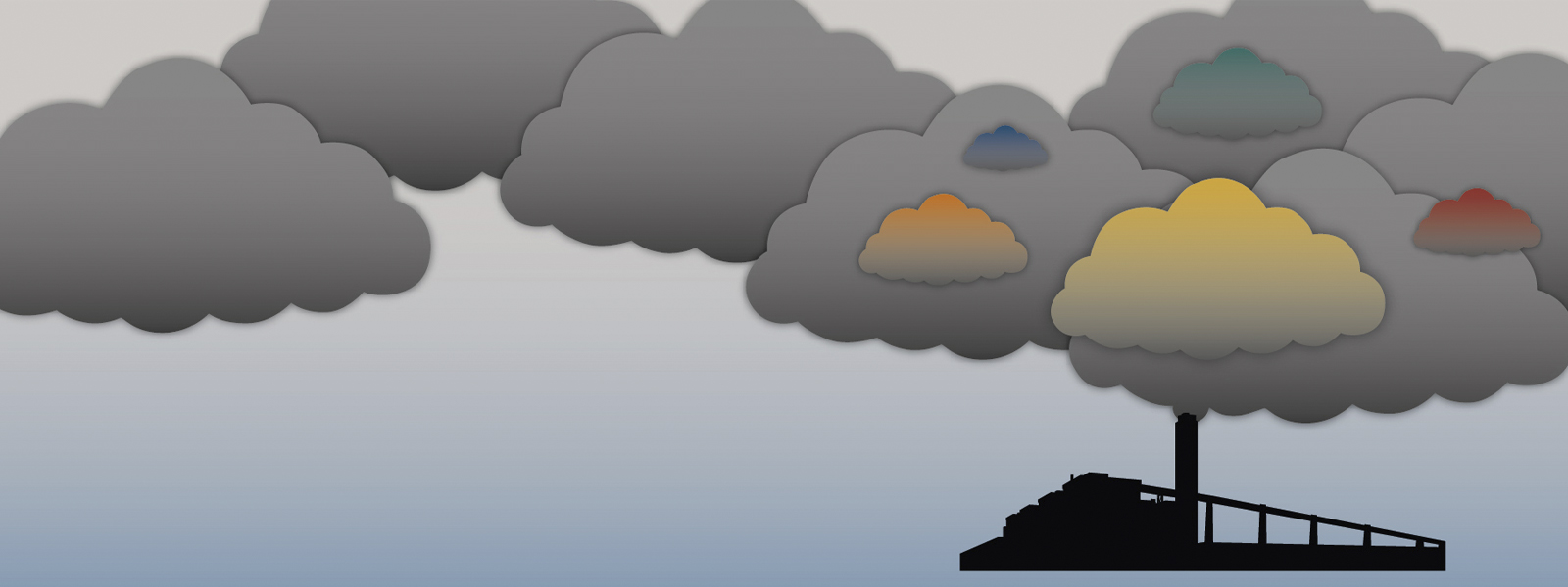 An illustration of a factory pumping smoke into the atmosphere