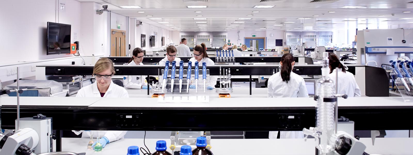 Students working in a science lab