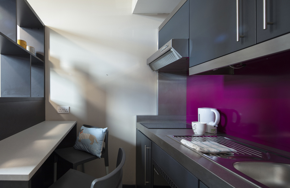 A kitchen in The Gateway student accommodation
